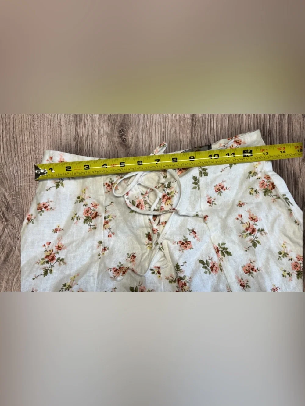 Creed Lace-Up Floral-Print Linen Pants SZ 4